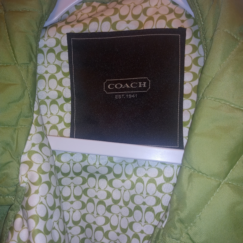 Coach Green Quilted Lightweight Jacket Diamond Stitching . Size Large - Picture 9 of 9
